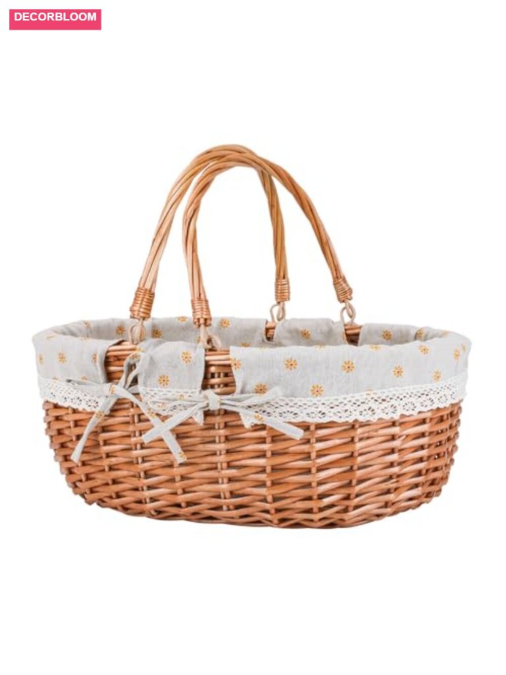 Handcrafted Natural Wicker Picnic Basket with Handles